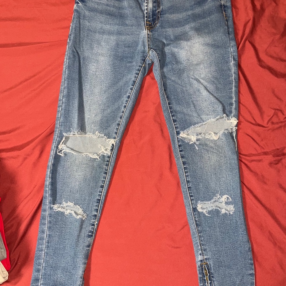 Forever 21 Ripped Skinny Jeans with Zippers